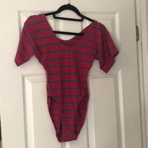 Vintage Striped Pink Bodysuit Size M/L